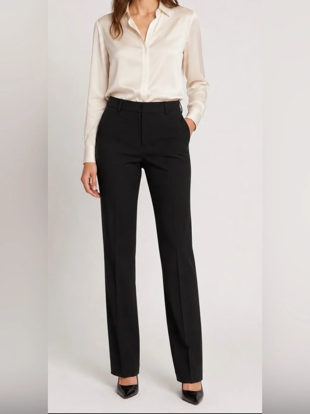Theory Women’s Size 4 Black Tailored Straight Leg Dress Pants 33” Inseam